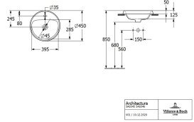 Раковина для ванной Villeroy & Boch Architectura ⌀45 см санитарная керамика альпийский белый 5A654501