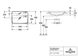 Раковина для ванної кімнати Villeroy & Boch Architectura 60х45 см санітарна кераміка альпійський білий CeramicPlus 5A6761R1