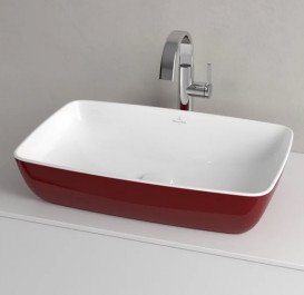 Раковина для ванної кімнати Villeroy & Boch Artis 58х38,5 см без переливу TitanCeram bordeaux (бордо) 417258BCS9