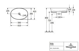 Раковина для ванной Villeroy & Boch Artis 61х41 см без перелива TitanCeram sage green (зеленый шалфей) 419861BCS8