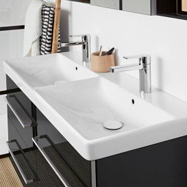 Раковина для ванної Villeroy & Boch Collaro 130x47 см подвійна з переливом білий альпійський TitanCeram 4A34D401