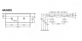 Раковина для ванной Villeroy & Boch Collaro 130x47 см двойная альпийский белый TitanCeram 4A34D201