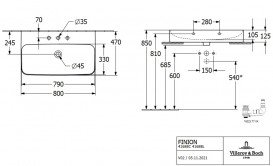 Раковина для ванної Villeroy & Boch Finion 80х47 см кераміка CeramicPlus білий альпійський 41688CR1