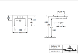 Раковина для ванной Villeroy & Boch Subway 2.0 55х45 см санитарная керамика CeramicPlus альпийский белый 7113F5R1