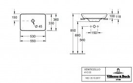 Раковина для ванної Villeroy & Boch Venticello 55,5х36 см кераміка CeramicPlus білий альпійський 411355R1