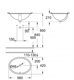 Раковина для ванной встраиваемая Grohe Universal 55 альпин-белый 39423000