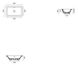 Раковина для ванної вбудована Catalano New Zero 60х37 керамічна біла 16037ZE00