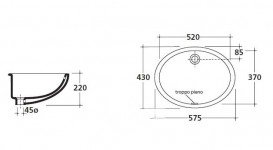 Раковина для ванної Galassia Denise врізна без отвору перелива овальна біла 6002