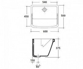Раковина Galassia Iside врізна для прання 60 см без отвору під змішувач з переливом білий 2001