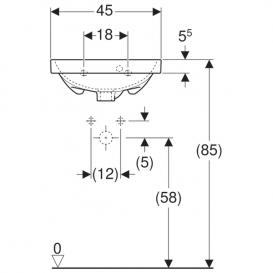 Раковина Geberit Acanto отвір для змішувача перелив санфарфор білий 500.636.01.2