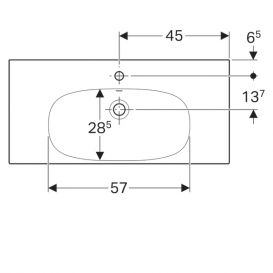 Раковина Geberit Acanto з полицею і укороченим вильотом просте кріплення санфарфор білий 500.633.01.2