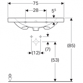 Раковина Geberit Acanto с полкой отверстие для смесителя перелив санфарфор белый 500.622.01.2