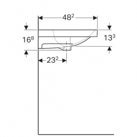 Раковина Geberit Acanto з полицею просте кріплення отвір для змішувача санфарфор білий 500.623.01.2