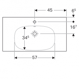 Раковина Geberit Acanto з полицею просте кріплення отвір для змішувача санфарфор білий 500.623.01.2