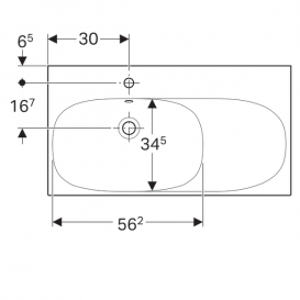 Раковина Geberit Acanto з полицею справа просте кріплення отвір для змішувача санфарфор білий 500.625.01.2