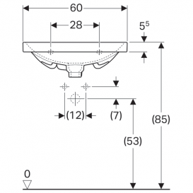 Раковина Geberit Acanto 60 см з прихованим переливом і пробкою зливного отвору санфарфор білий 500.629.01.2