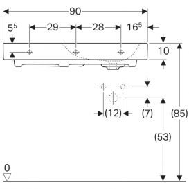 Раковина Geberit Citterio 90 см з полицею зліва санфарфор білий/спеціальне керамічне покриття KeraTect 500.549.01.1