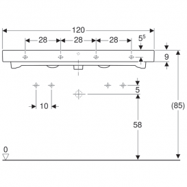 Раковина Geberit iCon 120 см отвір для змішувача зліва і справа перелив санфарфор білий 124020000