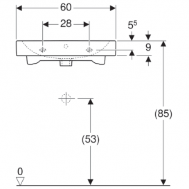 Раковина Geberit iCon 60 см без отвору для змішувача перелив санфарфор білий 124063000