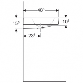 Раковина Geberit iCon 75 см без отвору для змішувача перелив санфарфор білий 124078000
