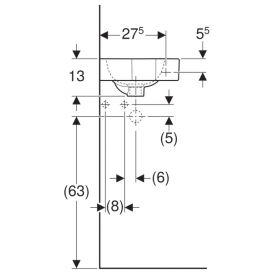 Раковина Geberit iCon угловая отверстие для смесителя белый 124729000