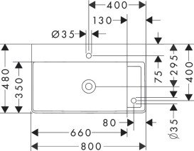 Раковина Hansgrohe Xelu Q 80х48 см полиця праворуч з 2 отворами без переливу кераміка SmartClean білий 61025450