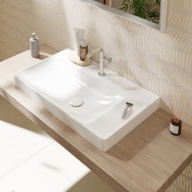 Раковина Hansgrohe Xelu Q 80х48 см полка справа c отверстием без перелива керамика SmartClean белый 61027450