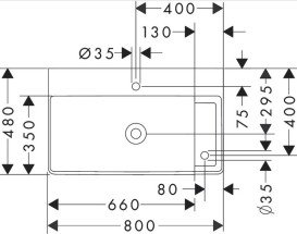 Раковина Hansgrohe Xelu Q 80х48 см полка справа c 2 отверстиями без перелива керамика SmartClean белый 61028450