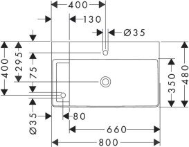 Раковина Hansgrohe Xelu Q 80х48 см полка слева c 2 отверстиями без перелива керамика SmartClean белый 61031450