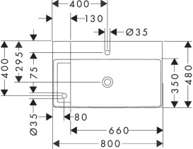 Раковина Hansgrohe Xelu Q 80х48 см полиця зліва з 2 отворами без переливу кераміка SmartClean білий 61034450