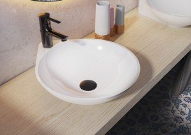 Раковина Miraggio Florence 46,6х40 см литий мармур білий глянцевий 0000197