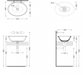 Раковина для ванної накладна Flaminia колекція Boll біла BL56L