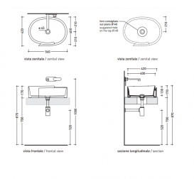 Раковина для ванної накладна Flaminia колекція Roll біла RL56L
