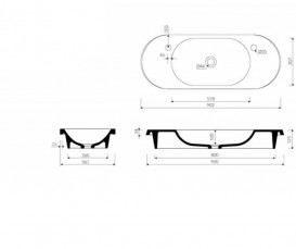Раковина для ванной Marmorin Pia 92х36,1 см литой камень белый 573 090 020 xx x
