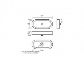 Раковина накладна Hatria Area 80х35 см санфарфор білий Y0UF01