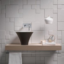 Раковина накладна Kerasan Deco Flute ø40 см санфарфор білий / бургундський матовий 480267