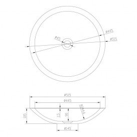 Раковина накладна кругла Volle Solid surface кам'яна 13-40-856