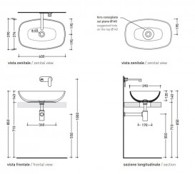 Раковина накладная на столешницу Flaminia Nuda Slim ND60A