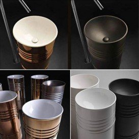 Раковина напольная Kerasan Artwork Barrel санфарфор белый/зелёный матовый 474322