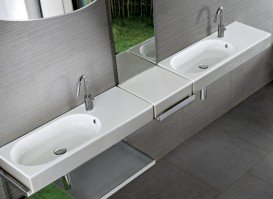 Раковина подвесная/встраиваемая Hatria Area 90.5х35.2 см чаша слева санфарфор белый YXDL01