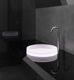 Раковина полувстраиваемая TOTO Luminist круглая с подсветкой LED белый MRZ740-BPA1