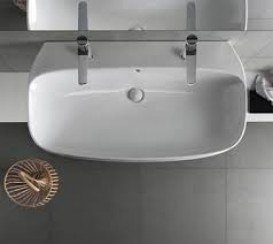 Раковина для ванной с двумя отверстиями Hatria  ABITO 100х55 см белая YXXJ01