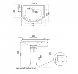Раковина з п'єдесталом Kerasan Retro біла 104701