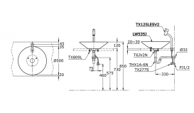 Раковина TOTO Ceradis накладна кругла кераміка білий LW535J