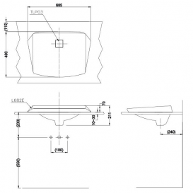 Раковина TOTO Jewelhex полувстраиваемая прямоугольная керамика белый LW682B