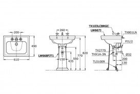 Раковина TOTO Memory Classic на п'едістал прямокутна кераміка білий LW668CJ