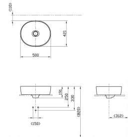 Раковина TOTO NC накладна овальна кераміка білий LW760LB