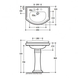 Раковина в ванну підвісна Kerasan Retro напівкругла чорна 104604
