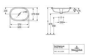 Раковина Villeroy & Boch Architectura 63х43 см без перелива санитарная керамика альпийский белый 5A766101