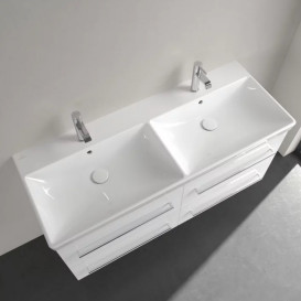 Раковина Villeroy&Boch Avento 120х47 см подвійна санітарна кераміка CeramicPlus альпійський білий 4A23CKR1